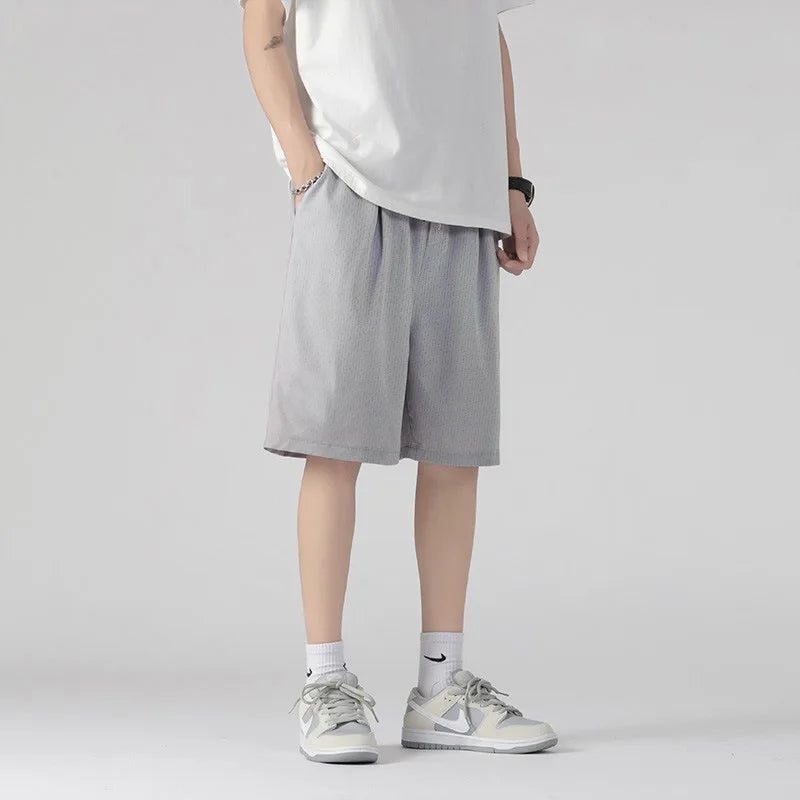 Summer Men'S Large Size Casual Shorts Beach Pants Running Sport Straight Short Pants Male Thin Sweatpant Leisure Loose Shorts