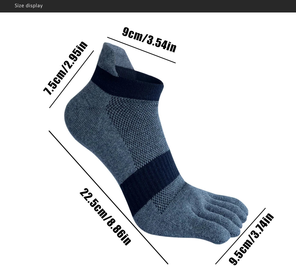 Large Size Toe Sport Socks Man Mesh Business Sweat-Absorbing Shallow Mouth Striped Fitness Travel 5 Finger Socks Plus EU43-47