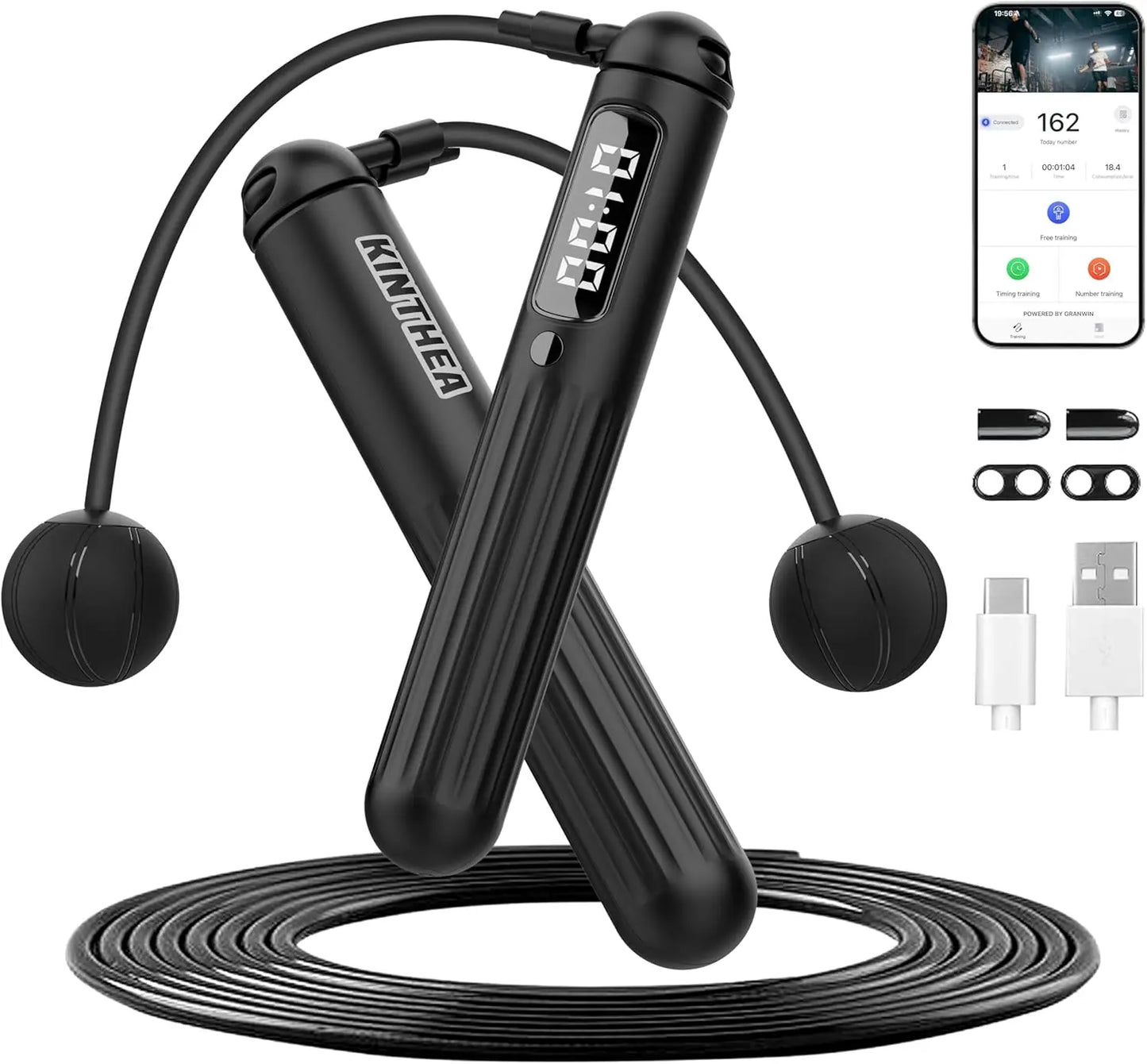 2 in 1 Smart Jump Rope: Cordless & Corded, APP Control, Adjustable for Home & Outdoor Cardio