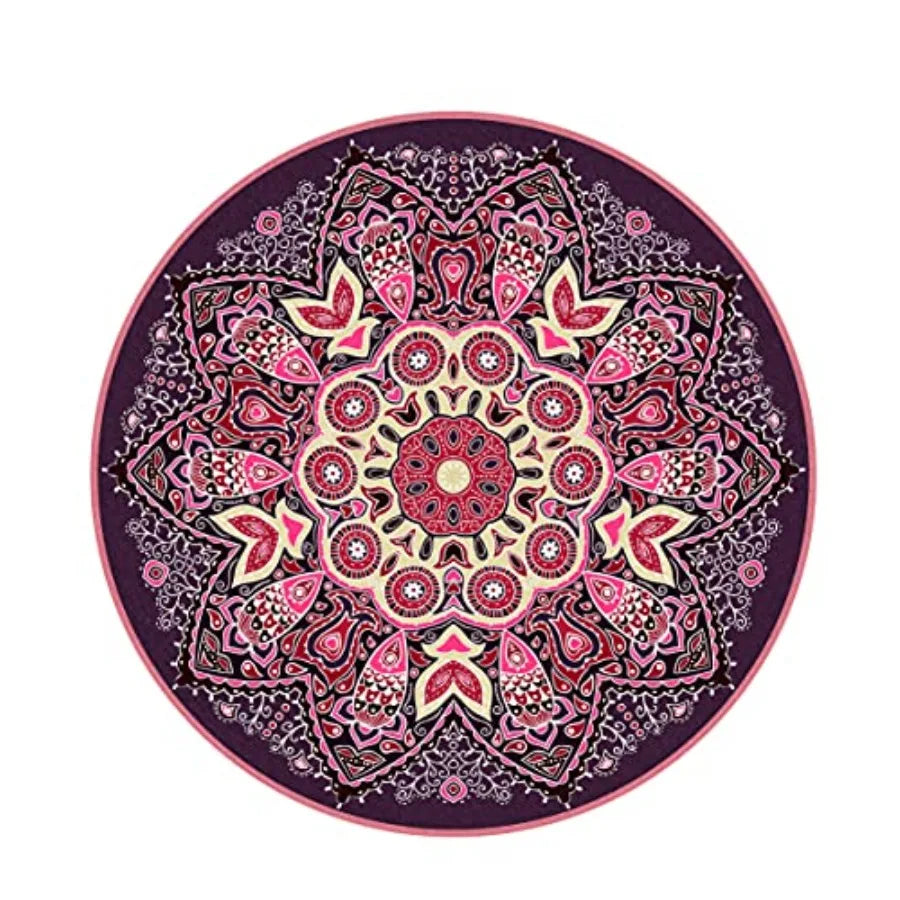 Large Round Yoga Mat 4.6'X3.5mm for Exercise Premium Extra Thick Ultra Comfortable Non Slip Meditation Mat