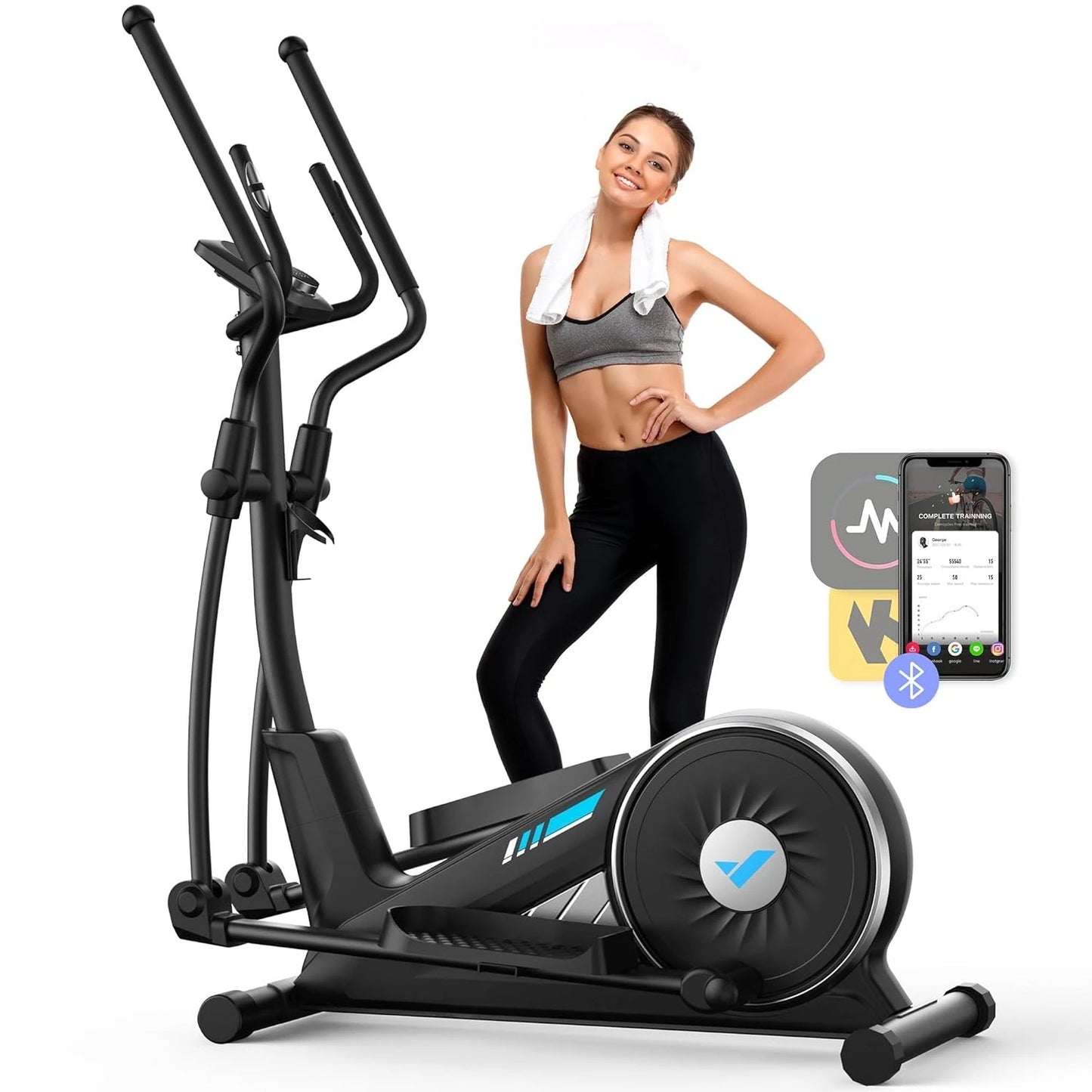 Elliptical Exercise Machine for Home Use, Elliptical Machine with Hyper-Quiet Magnetic Drive System, 16-Level, Customized