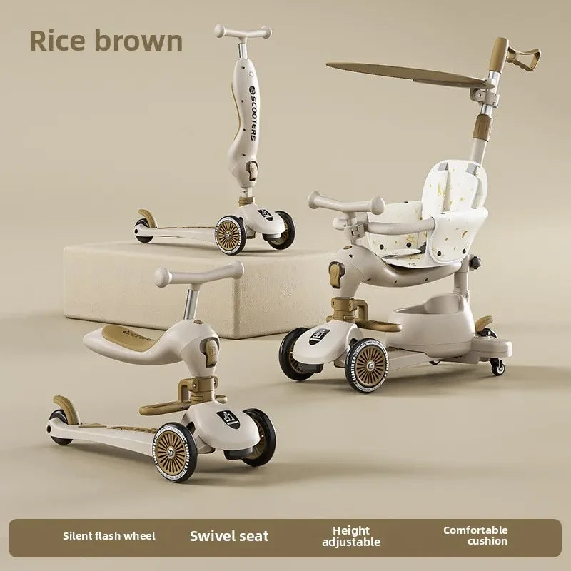 Scooter Voor Kinderen Vouwen 3 Wiel Skateboard Driewieler Baby Draagbare Kinderwagen Hoverboard Speelt Muziek Balans Multimodaal