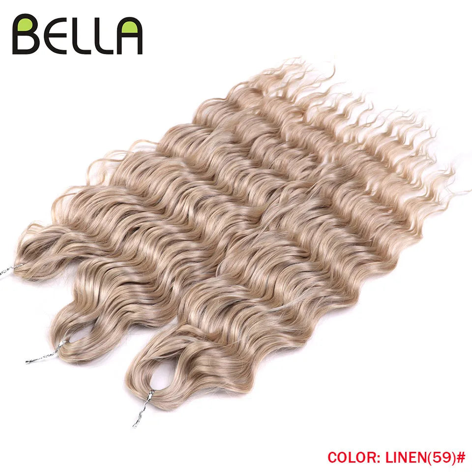 FASHION IDOL 24" 3pcs Deep Wave Curl Hair Synthetic Water Wave Braiding Hair Extensions Ombre Rainbow color Twist Crochet Hair
