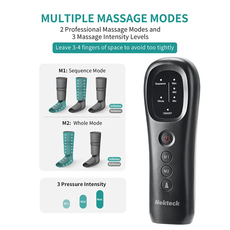 Nekteck Leg Massager Air Compression Calf Wraps Air Pressure Massage for Blood Circulation and Relaxation Lymphatic Drainage