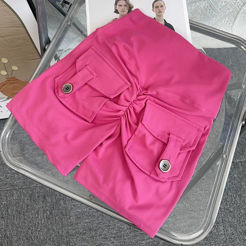 Nude High Waist Peach Butt Sport With Pocket Yoga Shorts Leggings Quick Drying Gym Training  Cycling Outdoor sports Shorts