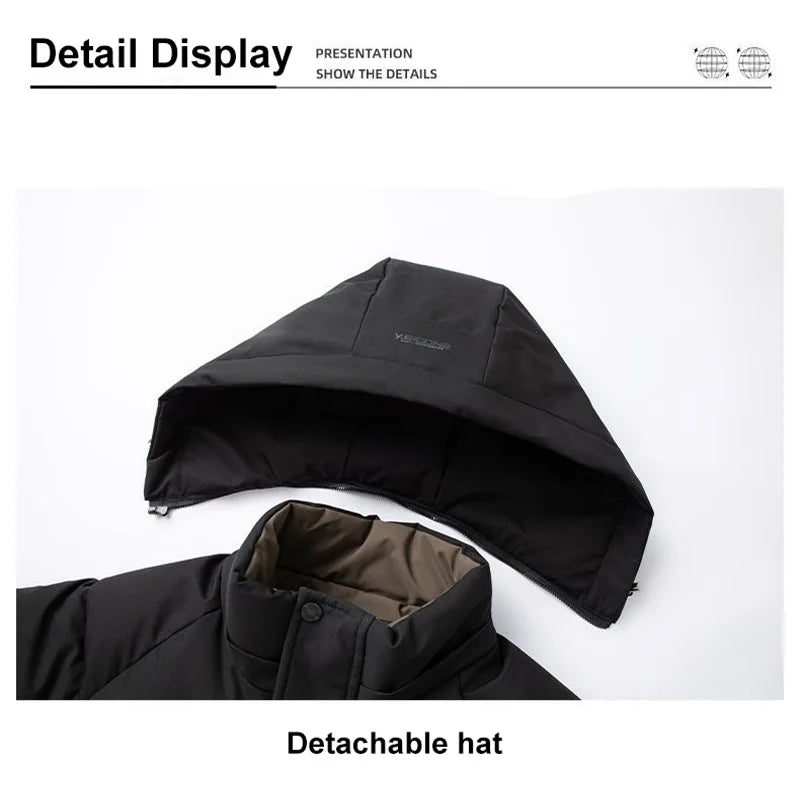 Graphene Warm Windproof Jacket Men 2024 Winter New Fashion Comfortable Thickened Outdoor Hooded Overcoat Male Casual Clothes