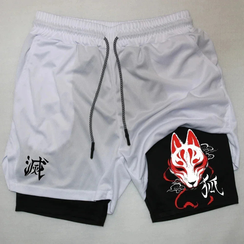 Outdoor Jogging Fitness Shorts Men's Printed Performance Double Layer Shorts Gym Workout Training Pants M-3xl