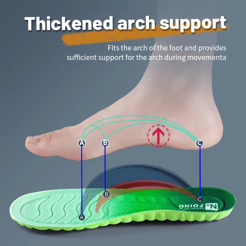 PU Feet Sole Soft Orthopedic Sport Insoles for Breathable Shock Absorption Running Shoes Pad for Men Women Arch Support Insole