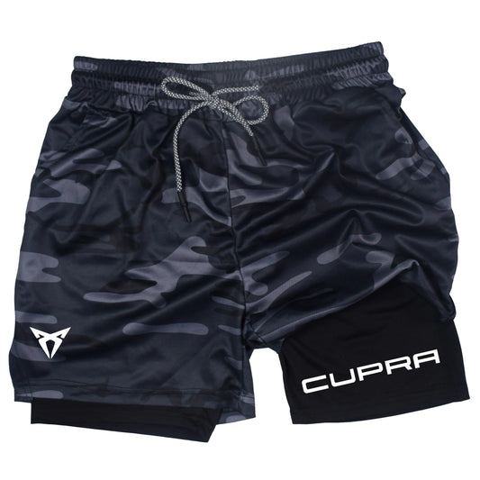 Men's Two-in-one Sports Shorts Breathable Casual Quick-drying Double-layer Shorts Summer Running Sportswear Bottoms M-3XL RL0244