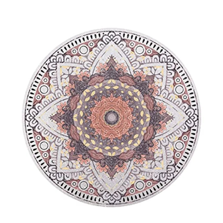 Large Round Yoga Mat 4.6'X3.5mm for Exercise Premium Extra Thick Ultra Comfortable Non Slip Meditation Mat