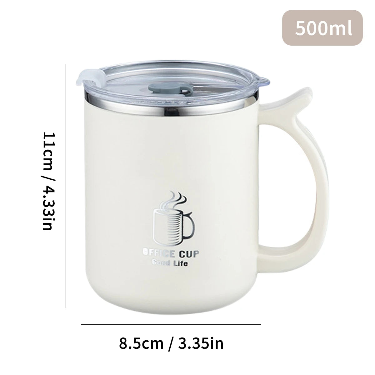 500ml Thermal Milk Coffee Cup With Handle 304 Stainless Steel Double-layer Insulated Mug Leak-proof Drinking Cup Drinkware