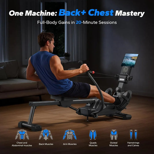 Magnetic Rowing Machine 16 Levels Resistance Quiet Rower with App Training Courses
