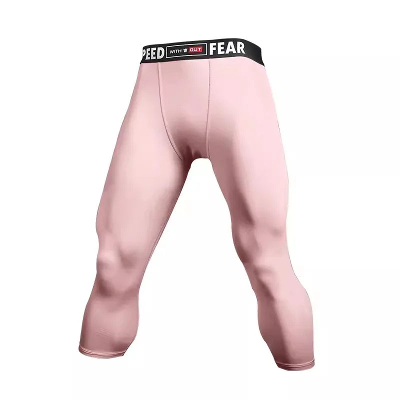 Men Kid Boy Girl GYM Capri Running Tight Pants Basketball Football Soccer Exercise Sport 3/4 Cropped Kneelet Leggings Shorts 714