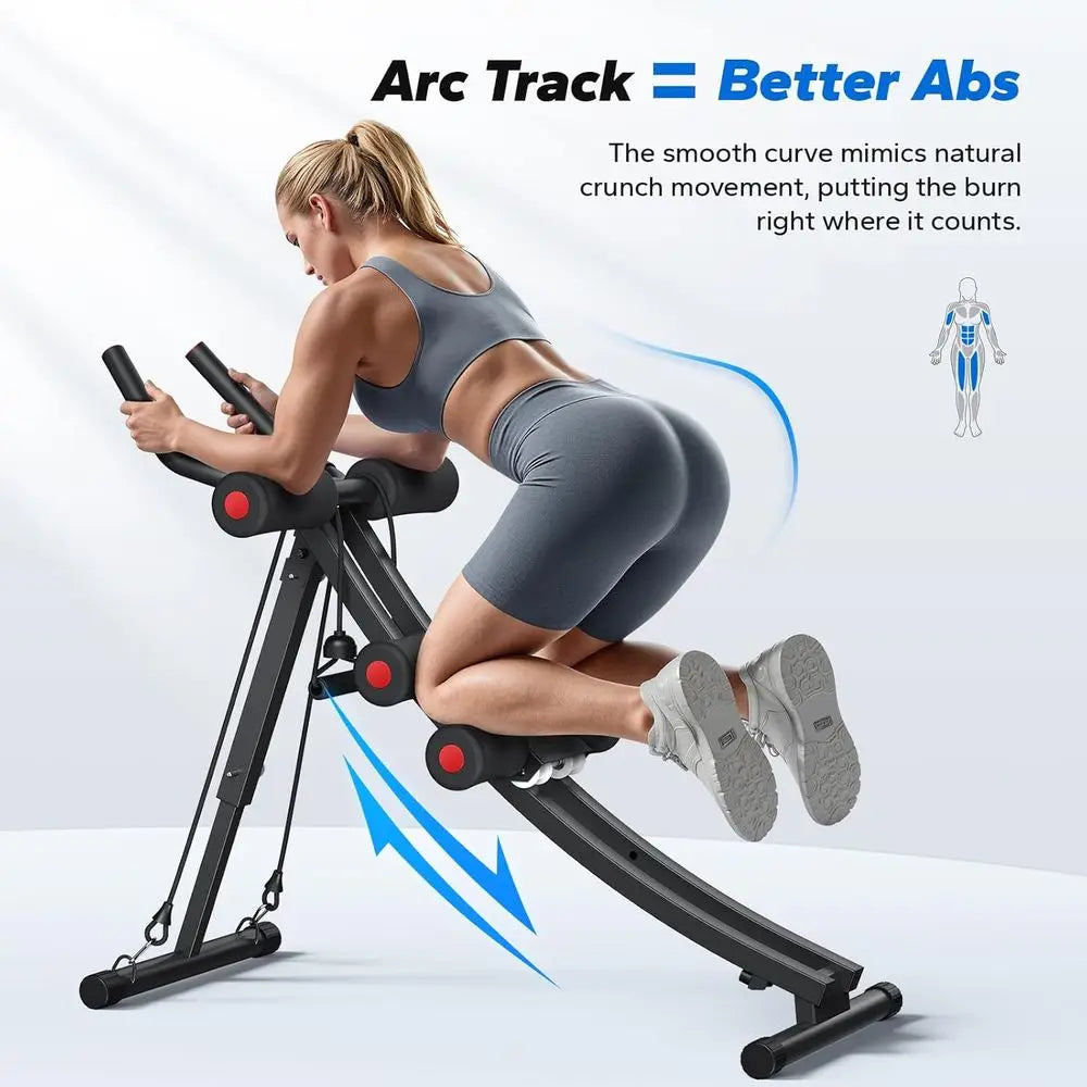 Dual Track Ab hine, Adjustable Ab Trainer hine, Ab Workout Equipment or Home Gym, Ergonomic Arc Track or Better Abs, oldable Wor
