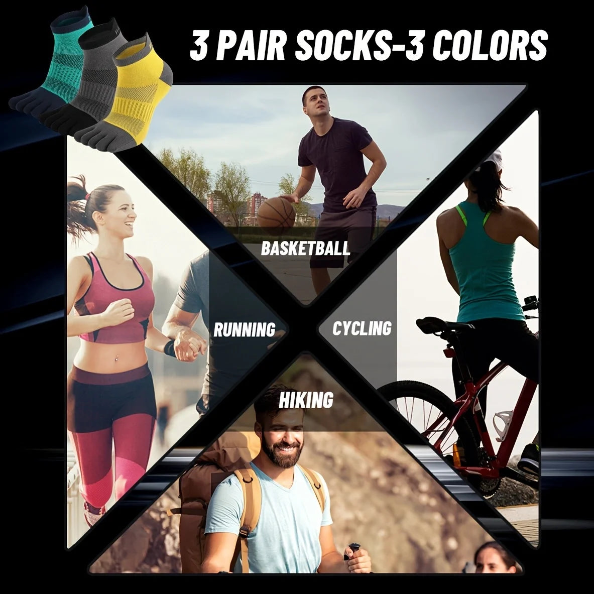 Sport Short Five Finger Socks s Breathable Comfortable Shaping Anti Friction Men's Socks With Toes Outdoor Basketball Travel