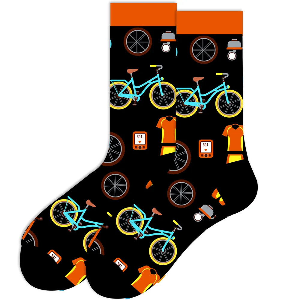 Men's Happy socks Colorful striped women's socks High quality checkered diamond geometry Harajuku combed cotton socks gift socks