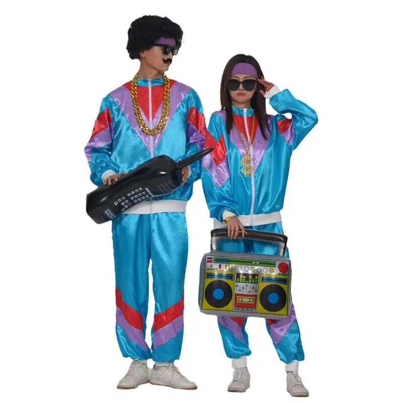 Mens 80s 90s Shell Suit Costume Adult Sports  Neon  Dress Outfit   cosplay costumes  anime cosplay