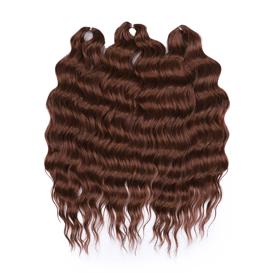 FASHION IDOL 24" 3pcs Deep Wave Curl Hair Synthetic Water Wave Braiding Hair Extensions Ombre Rainbow color Twist Crochet Hair