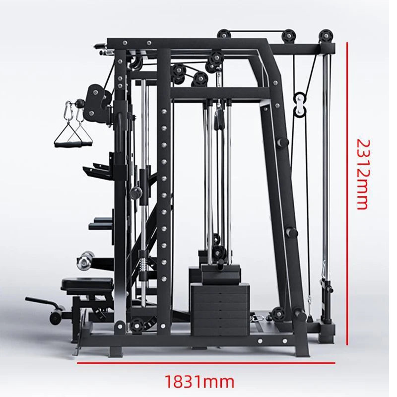 GYM Commercial Smith Machine Whole Set With 100kg Weight Plates With Fitness Bench Door To Door Seller Pay Tax
