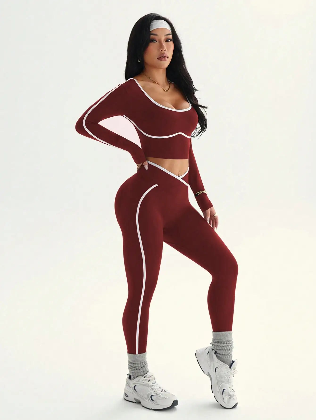 Women's Fall/Winter New Arrival Round Neck Long Sleeve Yoga Top Outdoor Sports Fitness Yoga Pants