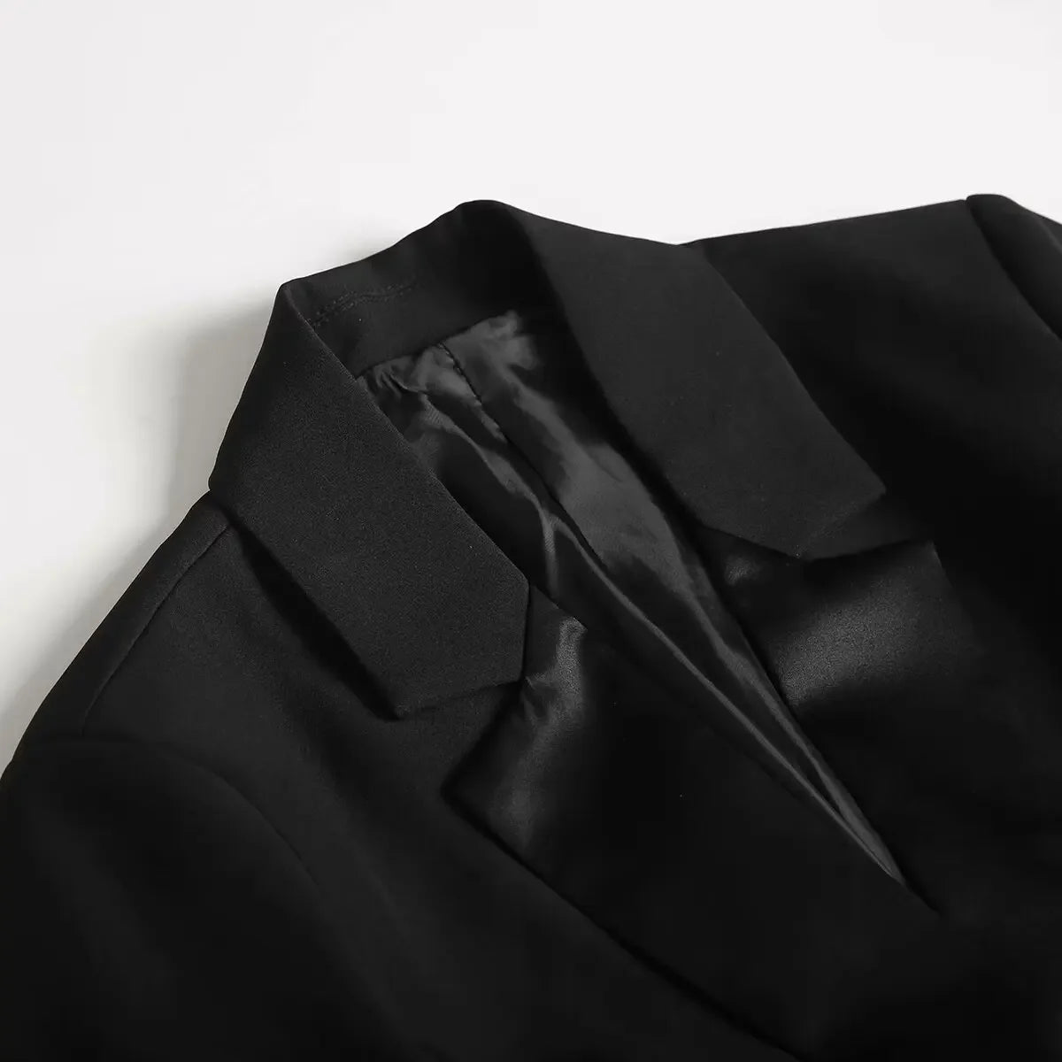 women's clothing 2024 autumn and winter new two-color satin texture dress-style lapel stitching suit jacket