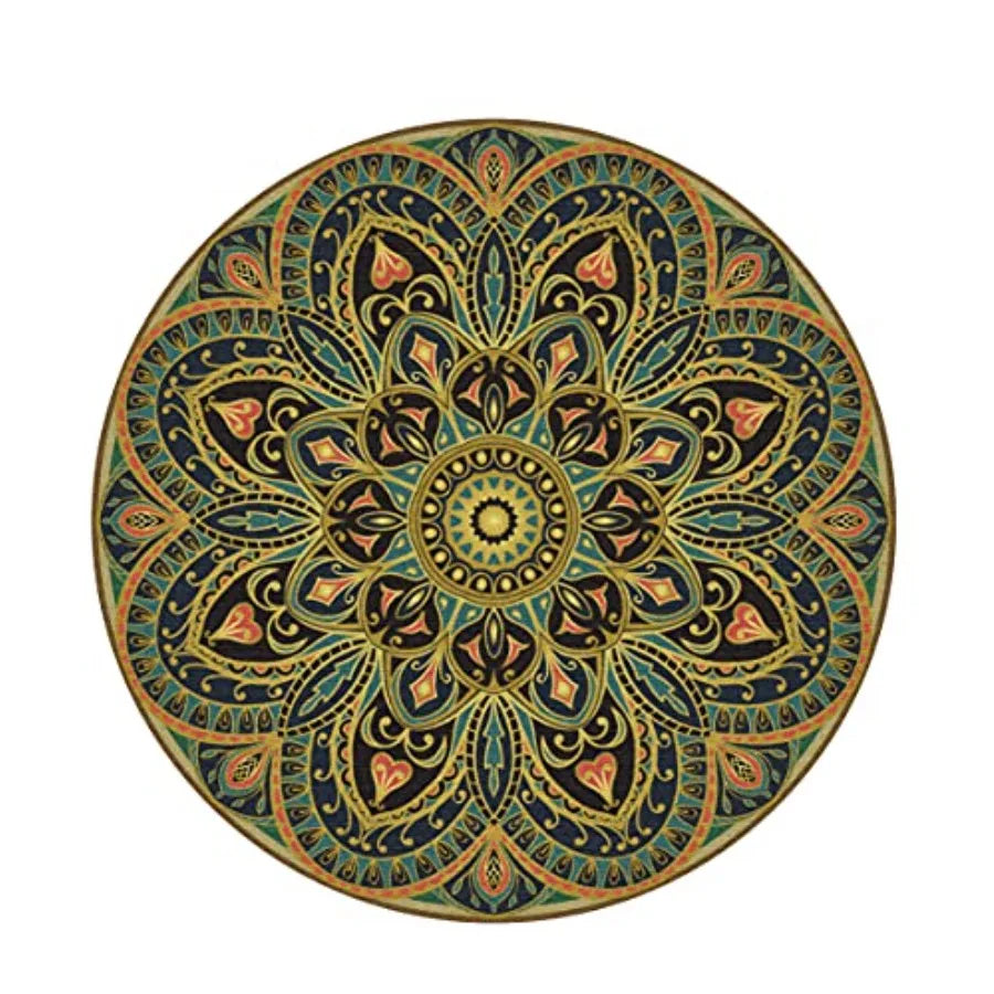 Large Round Yoga Mat 4.6'X3.5mm for Exercise Premium Extra Thick Ultra Comfortable Non Slip Meditation Mat