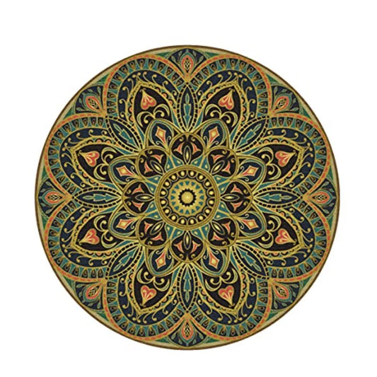 Large Round Yoga Mat 4.6'X3.5mm for Exercise Premium Extra Thick Ultra Comfortable Non Slip Meditation Mat
