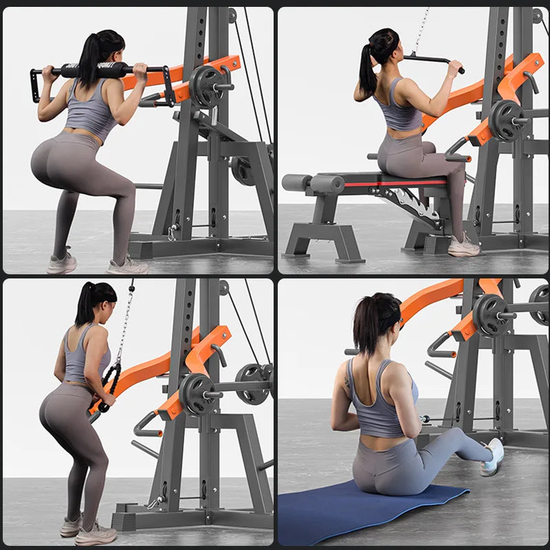 Multifunctional Deep Squatting Machine, Household Fitness Equipment, Horizontal Push, High Position Pull-down Hip Bridge Machine