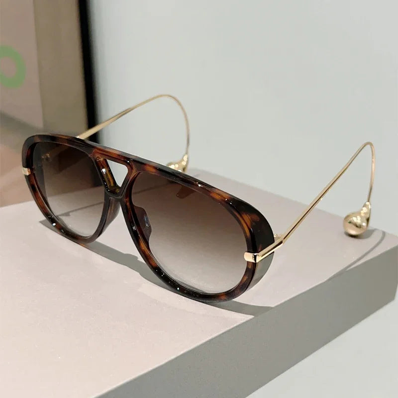 GM LUMIAS Oversized Pilot Sunglasses New in Fashion Double Bridge Gradient Sun Glasses Women Trendy Luxury Brand Design Shades