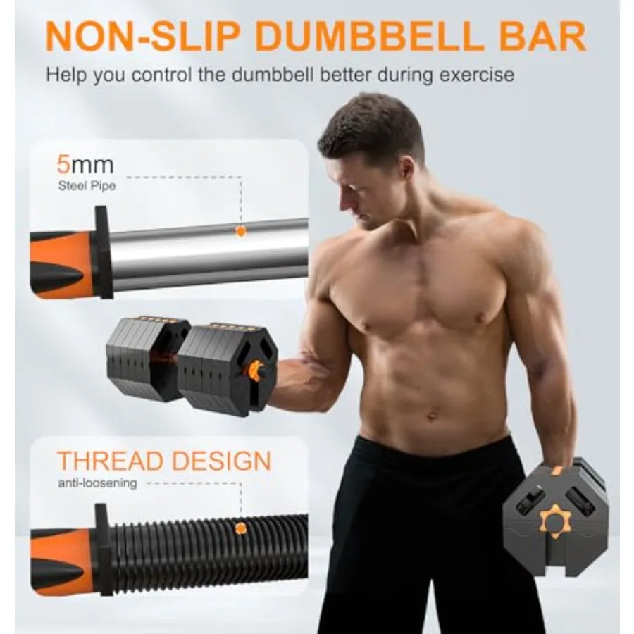 Adjustable Dumbbell Set Free Weights for Home Gym Fitness Equipment for Women Men with Upgraded Weight Plates in Black and Silv