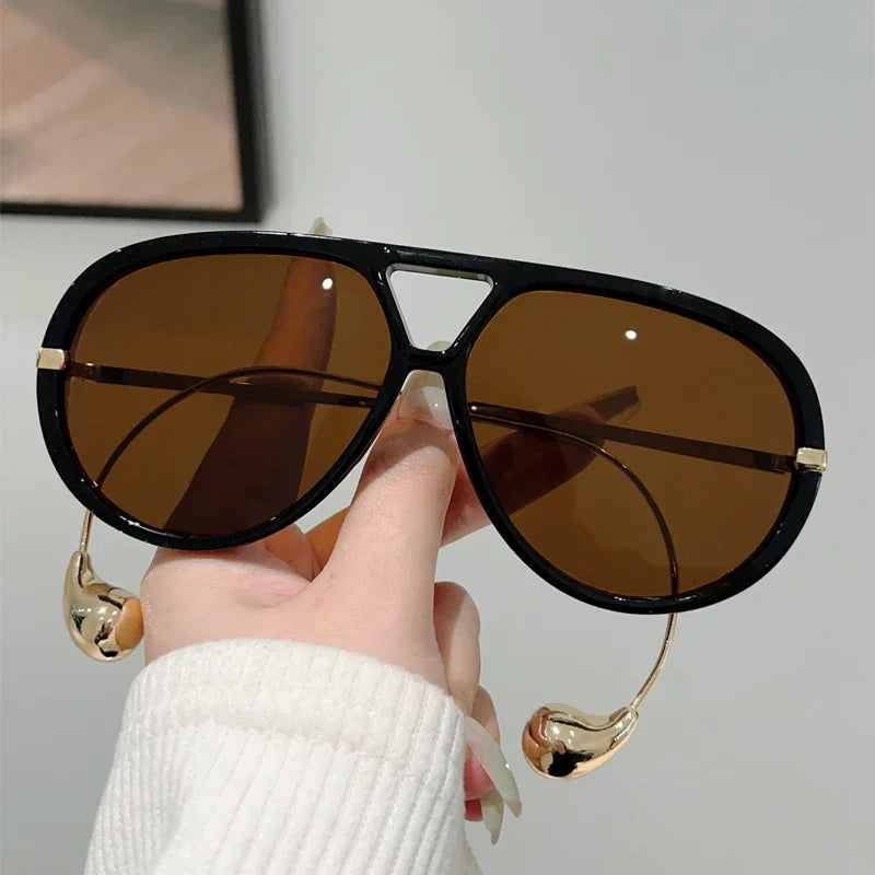 GM LUMIAS Oversized Pilot Sunglasses New in Fashion Double Bridge Gradient Sun Glasses Women Trendy Luxury Brand Design Shades