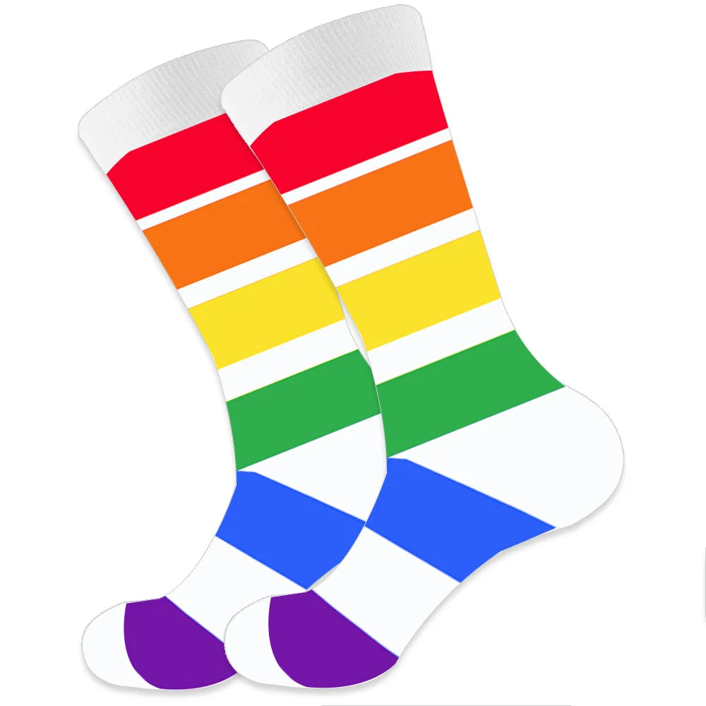 Men's Happy socks Colorful striped women's socks High quality checkered diamond geometry Harajuku combed cotton socks gift socks
