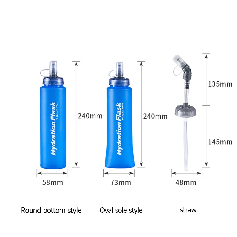 Foldable TPU Soft Flask Water Bottles 250ml 500ml 750ml Running Hydration Pack Waist Bag Vest Outdoors Sport Water Bottle Bag
