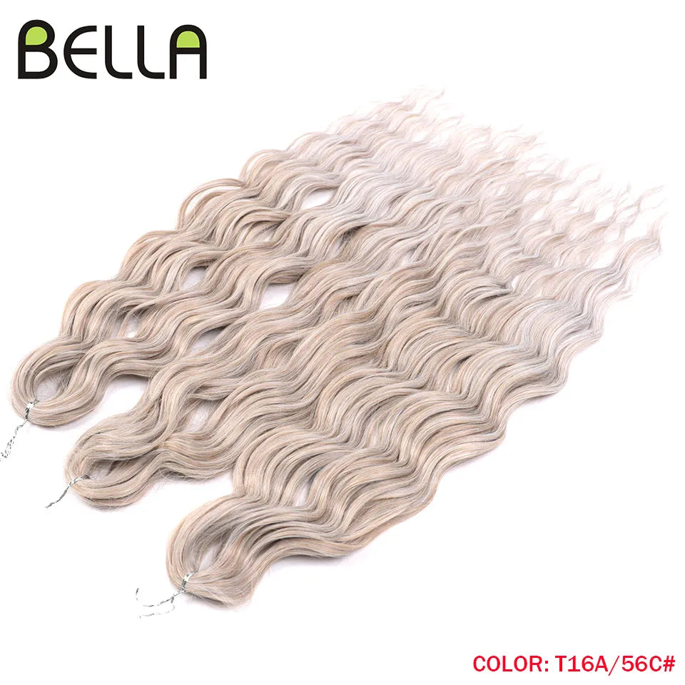 FASHION IDOL 24" 3pcs Deep Wave Curl Hair Synthetic Water Wave Braiding Hair Extensions Ombre Rainbow color Twist Crochet Hair