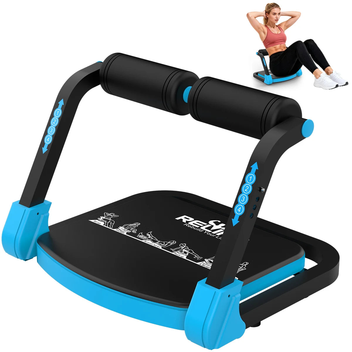 Relife Adjustable Core Training Machine Sit up Exercise Equipment Automatic Rebound Home Gym Foldable Portable Fitness Equipment
