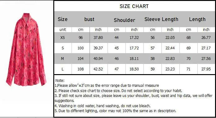 Women Elegant Print Decoration Long Sleeves Casual Satin Blouse Top Woman Chic Single-Breasted Lapel Loose Shirt Top