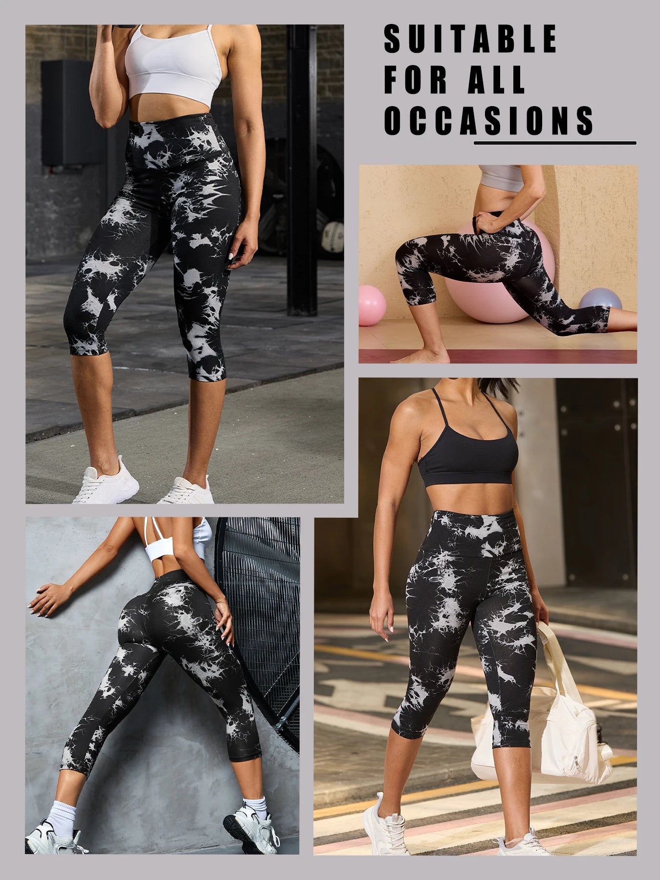 Women's High Waisted Capri Pants Super Soft Tummy Control No See Through Workout Yoga Running Athletic Push Up Gym Leggings