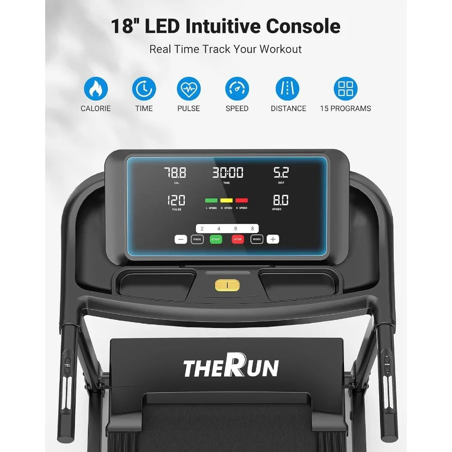 Home Treadmill with Incline Adjust, 3.0 HP Treadmill, Heart Rate Monitoring, Wider Running Belt