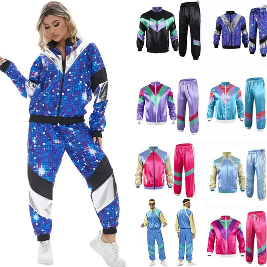 Mens 80s 90s Shell Suit Costume Adult Sports  Neon  Dress Outfit   cosplay costumes  anime cosplay