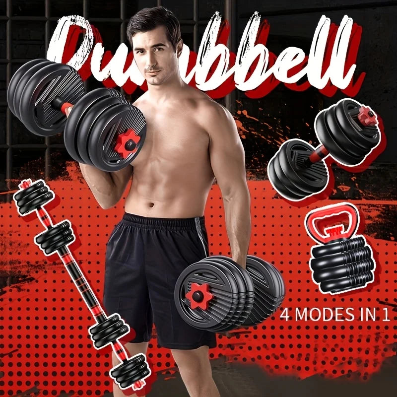 4-in-1 adjustable weight dumbbell set, dumbbells, barbells, kettlebells, prone push-up mode, 22lbs/33lbs kg exercise equipment