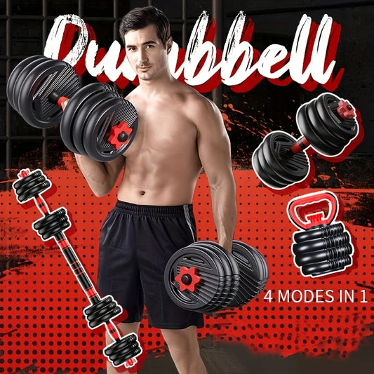 4-in-1 adjustable weight dumbbell set, dumbbells, barbells, kettlebells, prone push-up mode, 22lbs/33lbs kg exercise equipment