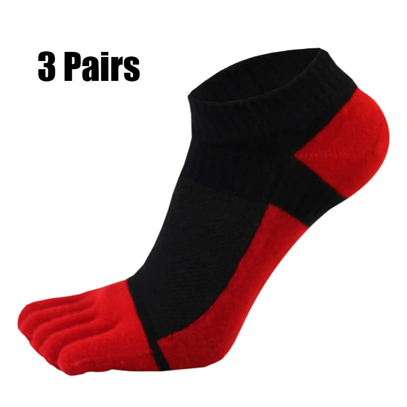 3 Pairs Five Finger Ankle Socks Cotton Men's Casual Mesh Breathable Comfortable No Show Socks With Toes