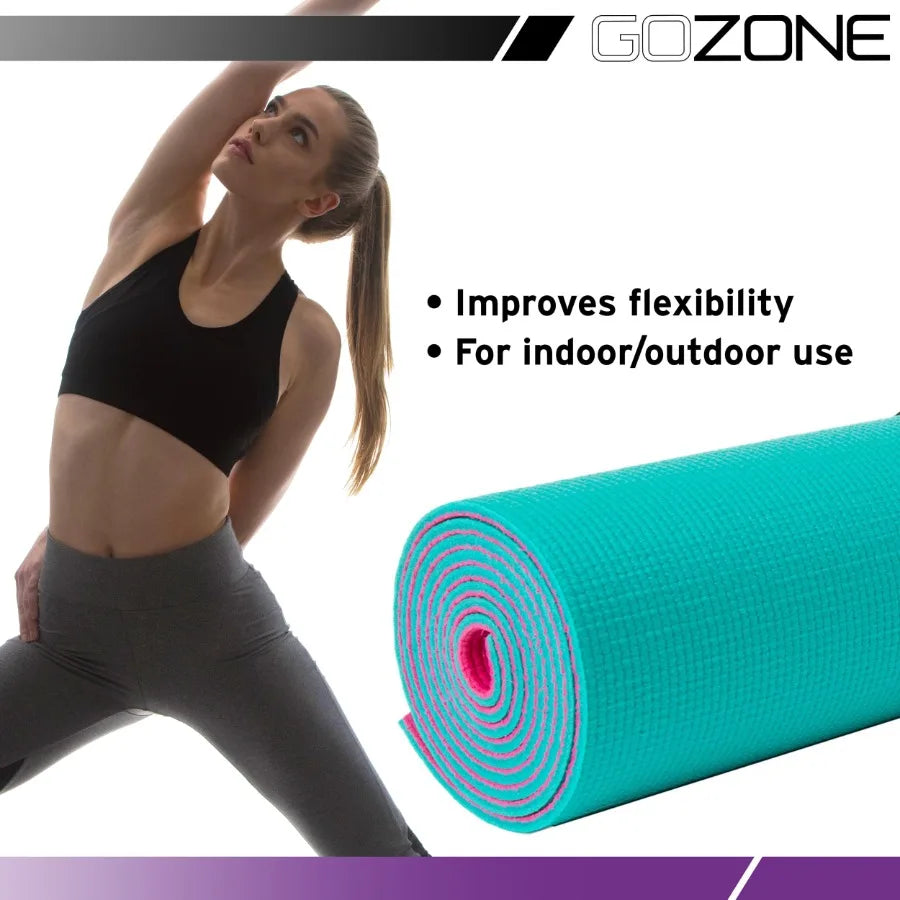 MultiPurpose 5 mm Thick Premium PVC NonSlip Exercise Yoga Mat for Home Workouts Fitness Training and Meditation in Pink Teal Du