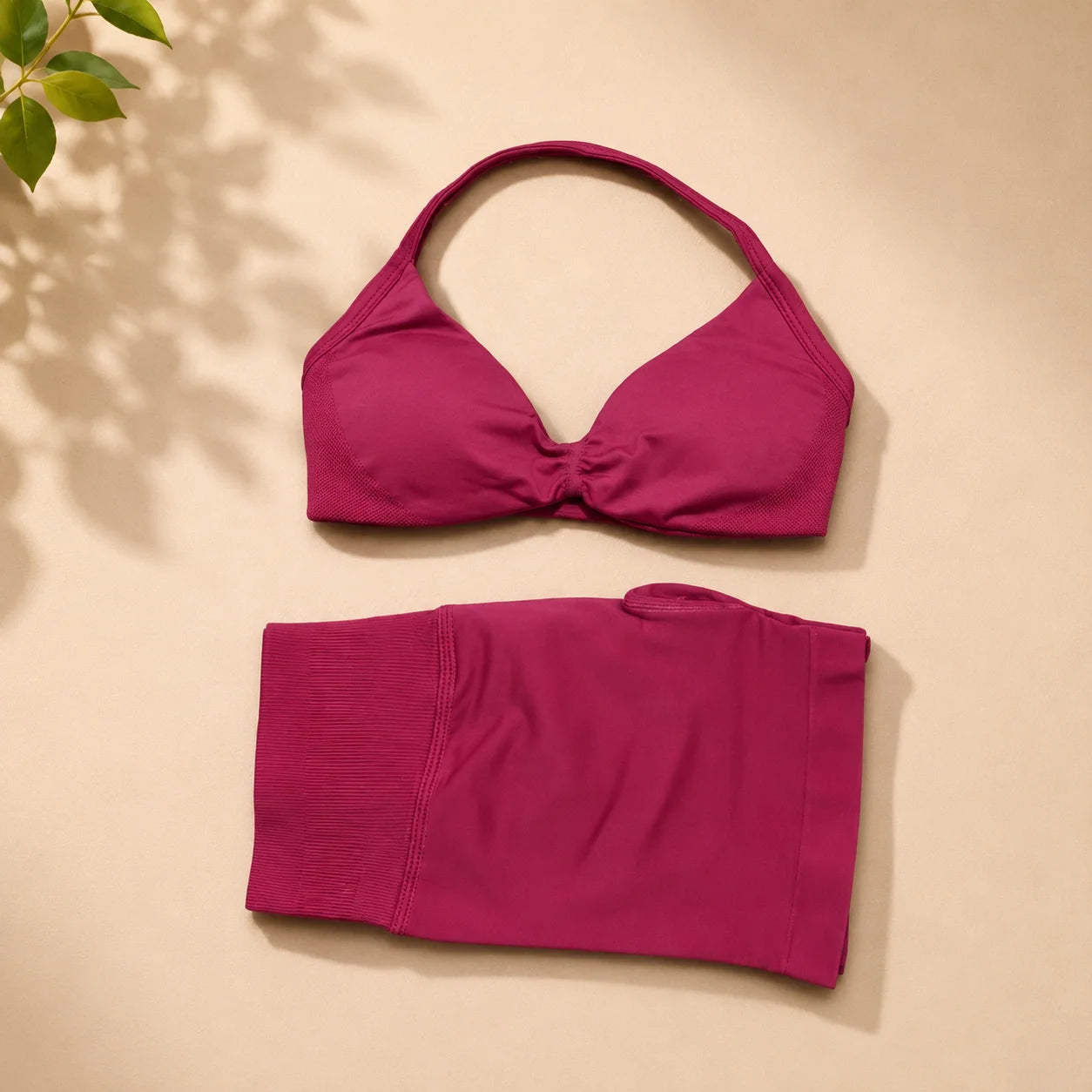 NoLogo Women 2 Piece Yoga Outfit Seamless Strappy Bra High Waist Butt Lifting Scrunch Shorts Gym Activewear