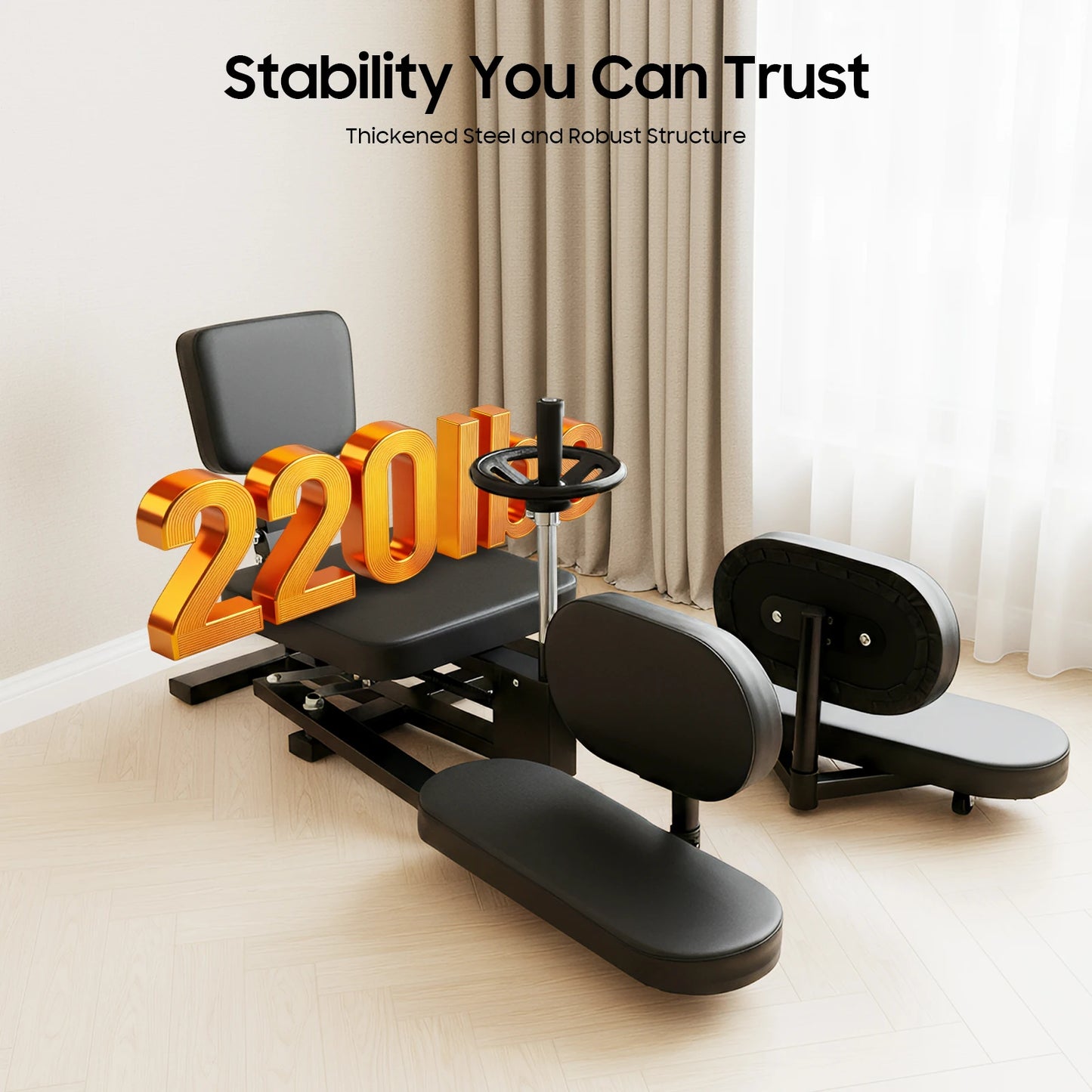 Stretching Trainer Home Fitness Equipment Horizontal Cross Split Machine Adjustable Large PU Seat for Leg Muscle Training Tool