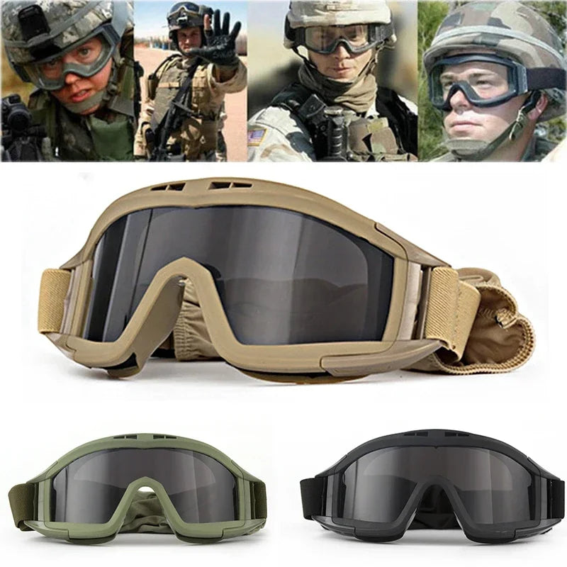 New Airsoft Tactical Goggles 3 Lens Windproof Dustproof Shooting Motocross Motorcycle Mountaineering Glasses CS Safe Protection