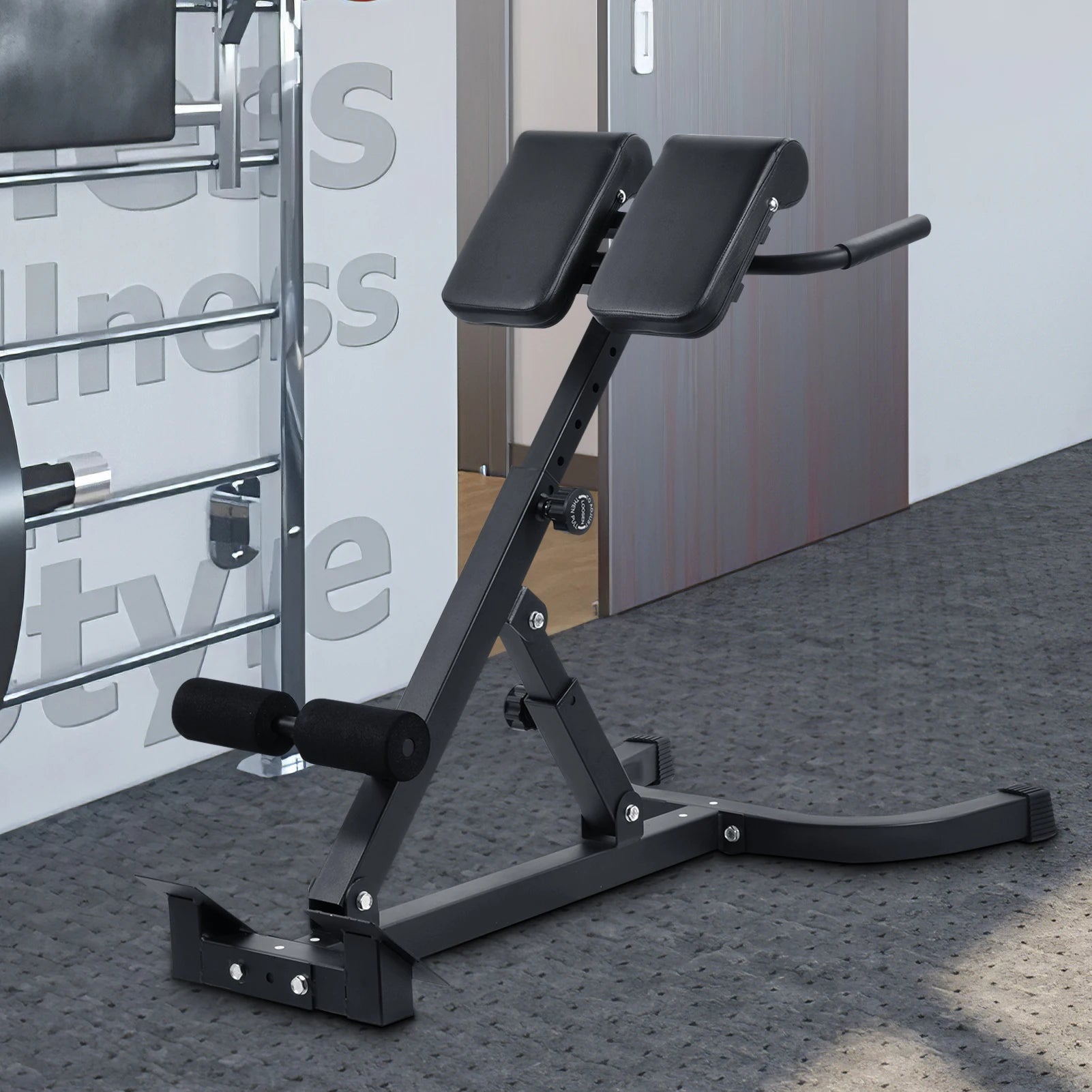 Adjustable Roman Chair for Home Gym Back Extension in a stylish gym setting.