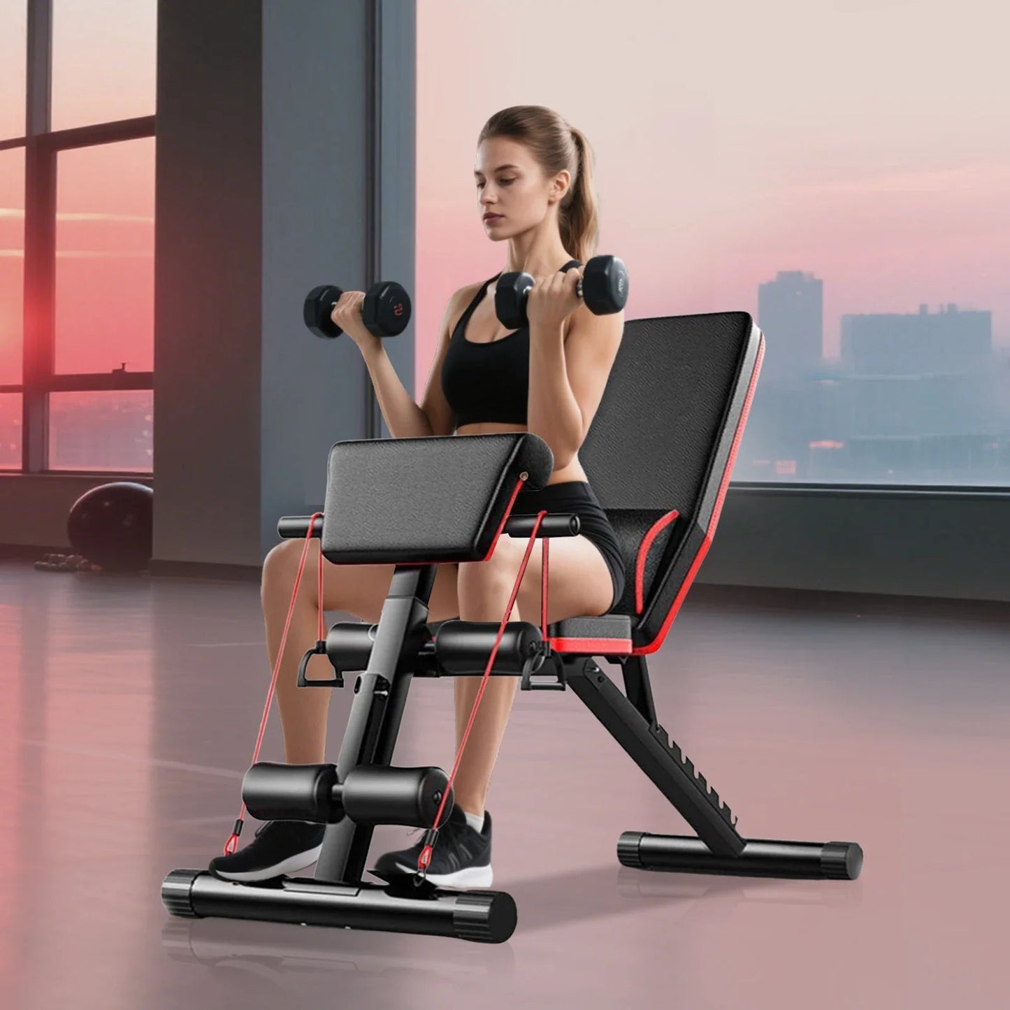 Adjustable Weight Bench, Utility Weight Bench, Home Exercise Equipment with Cushion Drawstring Support Bar for Full Body Workout - FitHealthHavenFitHealthHavenFitHealthHaven14:193;200007763:201336106United StatesblackAdjustable Weight Bench, Utility Weight Bench, Home Exercise Equipment with Cushion Drawstring Support Bar for Full Body Workout