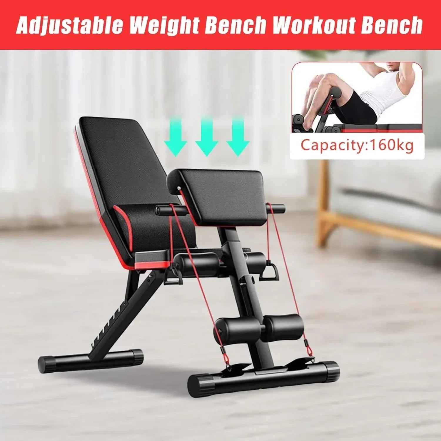 Adjustable Weight Bench, Utility Weight Bench, Home Exercise Equipment with Cushion Drawstring Support Bar for Full Body Workout - FitHealthHavenFitHealthHavenFitHealthHaven14:193;200007763:201336106United StatesblackAdjustable Weight Bench, Utility Weight Bench, Home Exercise Equipment with Cushion Drawstring Support Bar for Full Body Workout