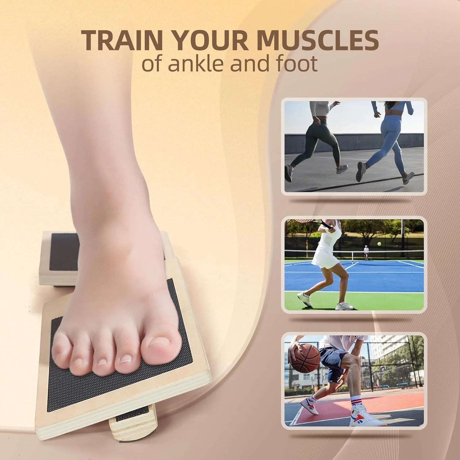 Ankle Strengthener Exerciser for Sprained, Single Foot Balance Board, Non-Slip Wood Wobble Board., BLACK - FitHealthHavenFitHealthHavenFitHealthHaven<none>Ankle Strengthener Exerciser for Sprained, Single Foot Balance Board, Non-Slip Wood Wobble Board., BLACK